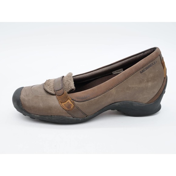 Merrell Shoes Womens 8 Brown Leather Eden Moc Slip On Comfort Wedge Casual - Picture 2 of 12